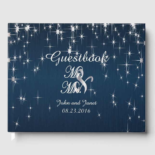 Charming Star Struck Wedding Guest Book (Front)