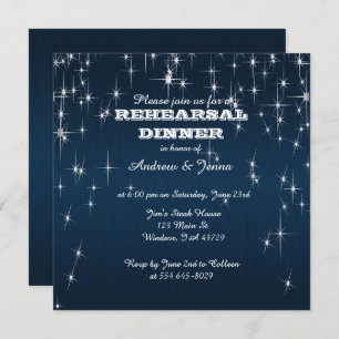 Charming Star Struck Wedding Navy Blue Invitation