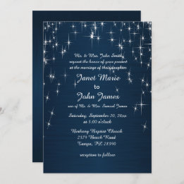 Charming Star Struck Wedding | Navy Blue Invitation