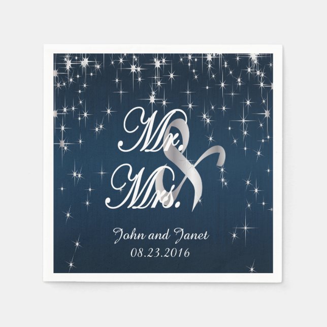 Charming Star Struck Wedding | Navy Blue Napkin (Front)