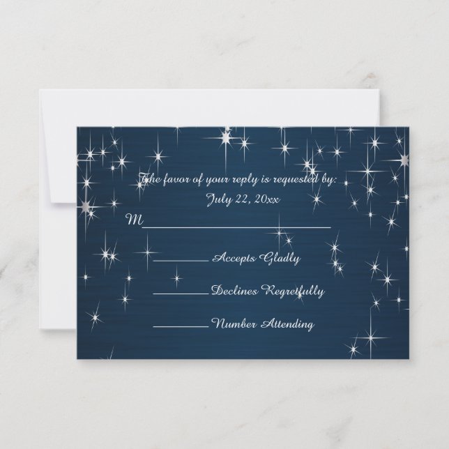 Charming Star Struck Wedding | Navy Blue RSVP Card (Front)