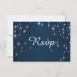 Charming Star Struck Wedding | Navy Blue RSVP Card