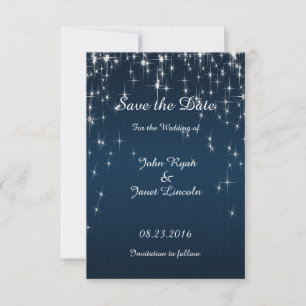 Charming Star Struck Wedding Navy Blue Save The Date