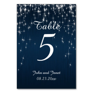Charming Star Struck Wedding Navy Blue Table Number