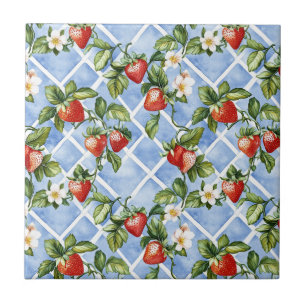Charming Strawberry & Leaf Pattern – Vintage (2) Ceramic Tile