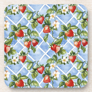 Charming Strawberry & Leaf Pattern – Vintage (2) Coaster