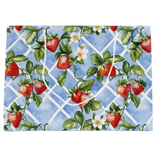 Charming Strawberry & Leaf Pattern – Vintage (2) Large Gift Bag