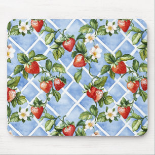 Charming Strawberry & Leaf Pattern – Vintage (2) Mouse Pad