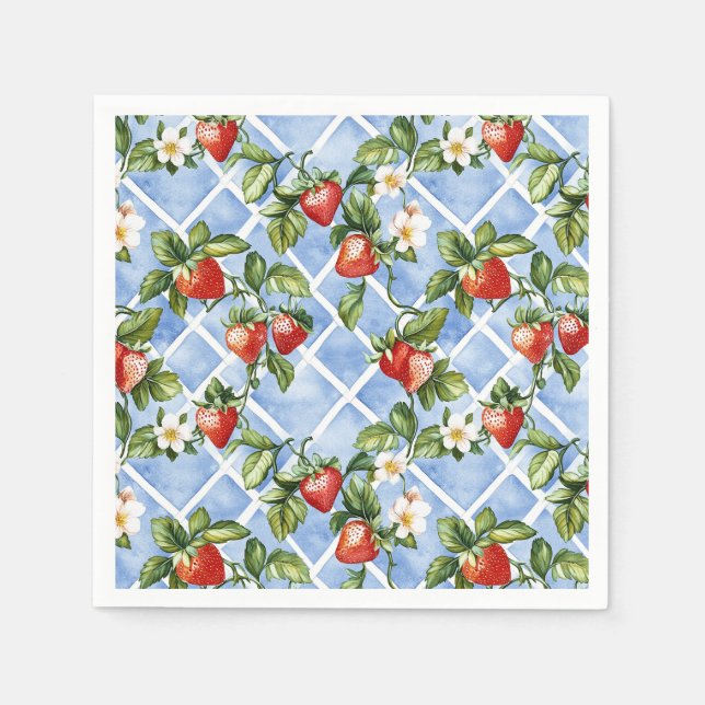 Charming Strawberry & Leaf Pattern – Vintage (2) Napkin (Front)