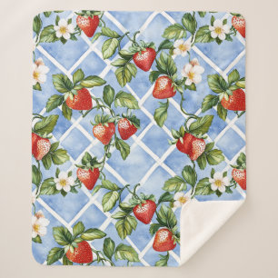 Charming Strawberry & Leaf Pattern – Vintage (2) Sherpa Blanket