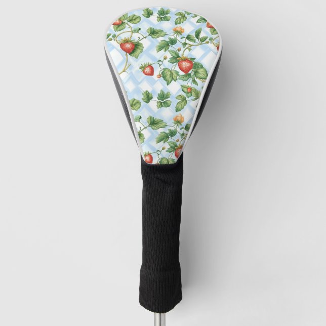 Charming Strawberry & Leaf Pattern – Vintage Golf Head Cover (Front)