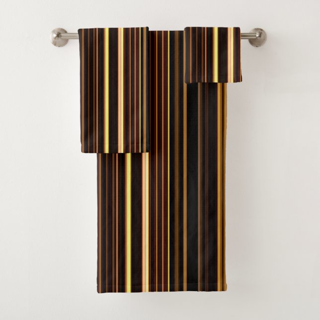 Charming Stripe Yellow Brown Bath Towel Set (Insitu)