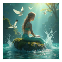 Charming Sweet Mermaid Sitting Under the Sun