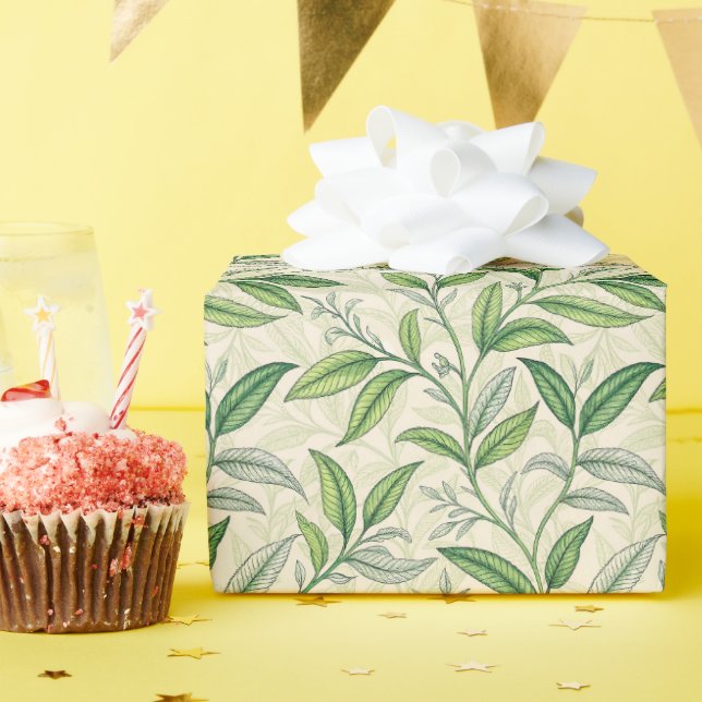 Charming Tea Leaves Pattern Wrapping Paper Roll (Birthday Party)
