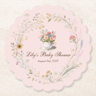 Charming Tea Party Baby Shower Teacup Coaster