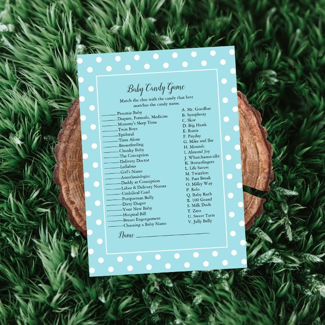 Charming Teal Bow Baby Candy Baby Shower Game Invitation (Creator Uploaded)