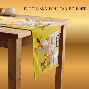 CHARMING THANKSGIVING TABLE PERSONALIZED  SHORT TABLE RUNNER