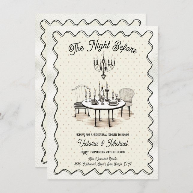 Charming The Night Before Rehearsal Dinner Invitation (Front/Back)