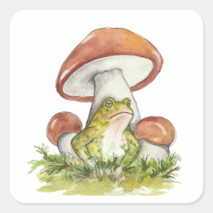 Charming Toad Under Mushroom Square Sticker