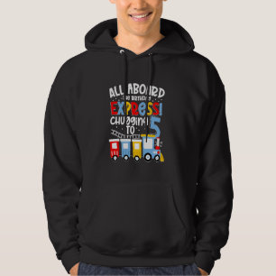 Charming Train Themed 5th Birthday Age 5 Railroad Hoodie