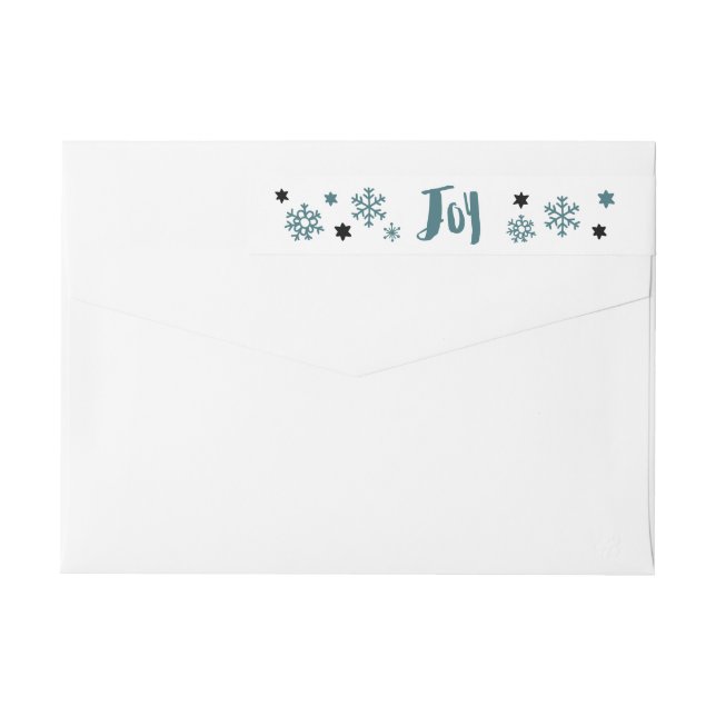 Charming Trendy Joy Blue Green Holiday Wrap Around Label (Back)