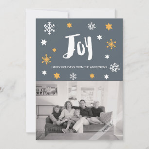 Charming Trendy Joy Grey Holiday Photo