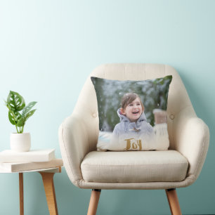 Charming Trendy Joy Holiday Photo Cushion