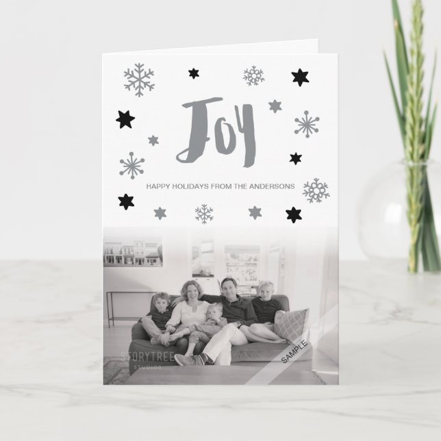 Charming Trendy Joy Silver Holiday Photo (Front)