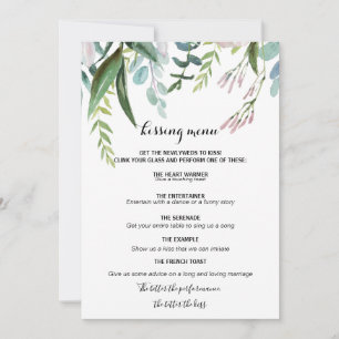 Charming Tropical Floral and Greenery Kissing Menu