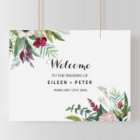 Charming Tropical Floral Greenery Welcome Wedding