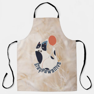 Charming Tuxedo Cat Stay Pawsitive All-Over Print  Apron