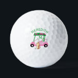 Charming Unique Golf Cart Clubs Monogram Name Balls<br><div class="desc">A charming unique golf cart -- pink and green -- tastefully done -- ready to run the course -- golf ball --This is a great gift for all golf lovers -- fun / attractive / unique. Personalise it with your/her initials/monogram and first name. If you have any design questions or...</div>