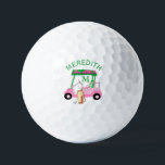 Charming Unique Golf Cart Clubs Monogram Name Balls<br><div class="desc">A charming unique golf cart -- pink and green -- tastefully done -- ready to run the course -- golf ball --This is a great gift for all golf lovers -- fun / attractive / unique. Personalise it with your/her initials/monogram and first name. If you have any design questions or...</div>