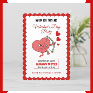 Charming Valentine’s Day Party   Heart And Roses  Invitation
