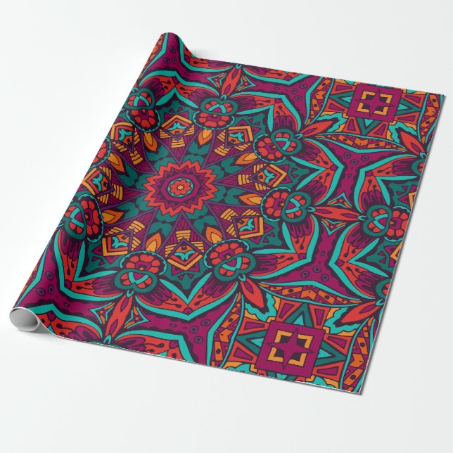 Charming Vibrant Circle Harmony Wrapping Paper (Unrolled)