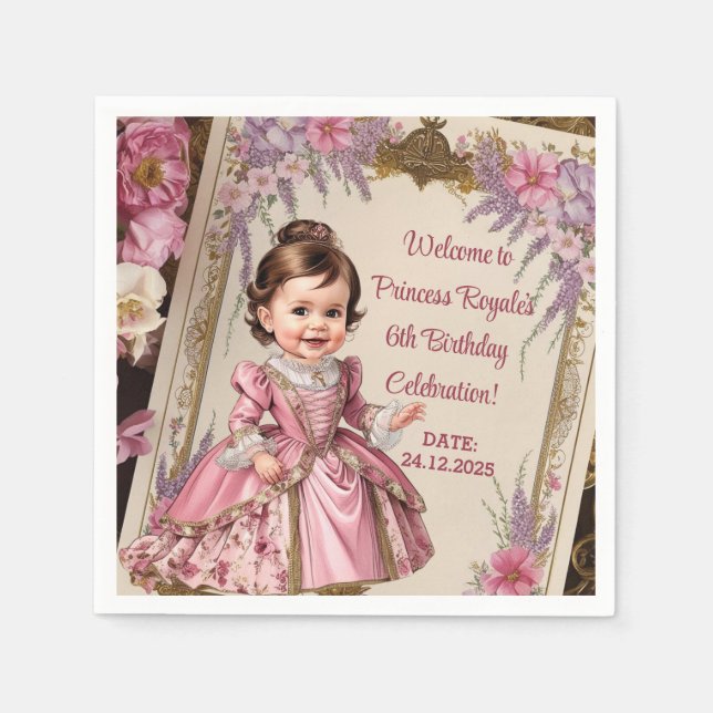 Charming Victorian 6th Birthday  Napkin (Front)