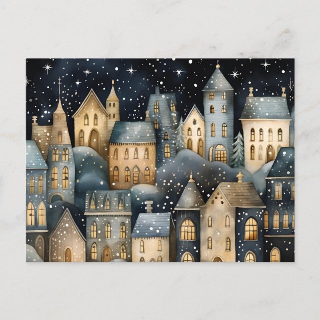 Charming Village Blank Winter Greeting Card (Front)