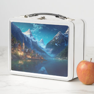 Charming village in Alps, Europe. Metal Lunch Box
