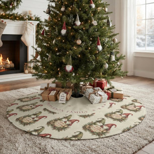 Charming Vintage Christmas Gnomes MH26 Brushed Polyester Tree Skirt