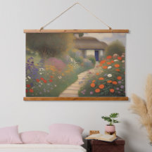 Charming Vintage Cottage Landscape Oil Painting 