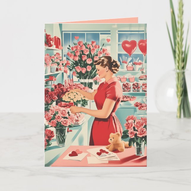 Charming Vintage Flower Shop Scene Invitation (Front)