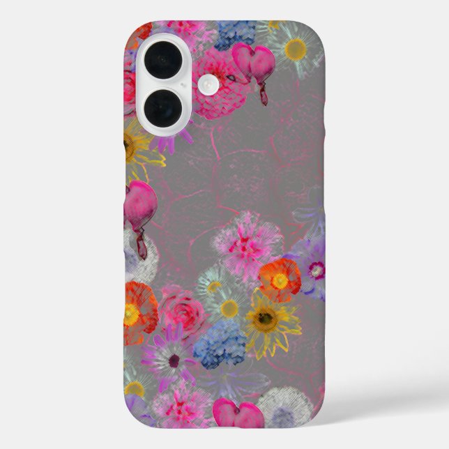 Charming vintage flowers on gray Case-Mate iPhone case (Back)