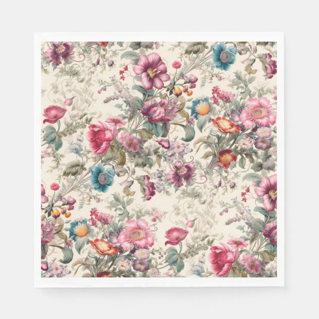 Charming Vintage Inspired Summer Florals Napkin (Front)