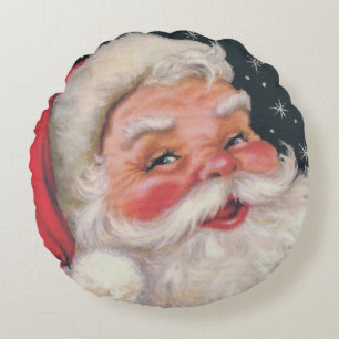 Charming Vintage Santa Claus Round Cushion