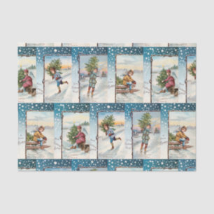 Charming Vintage Winter Angels in Snow Tissue Paper