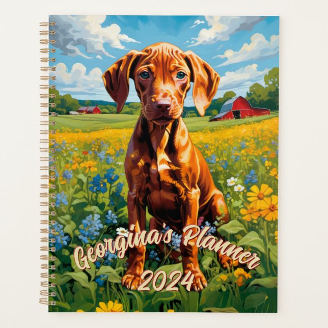 Charming Vizsla Puppy, Nature-Inspired Planner (Front)