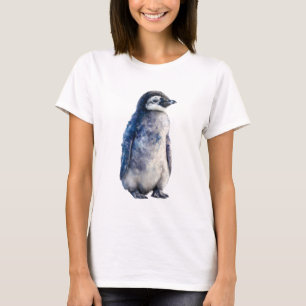 Charming Watercolor Blue Penguin Chick Women T-Shirt