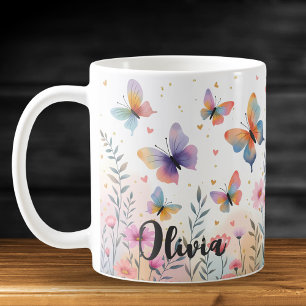 Charming Watercolor Butterfly Meadow Coffee Mug