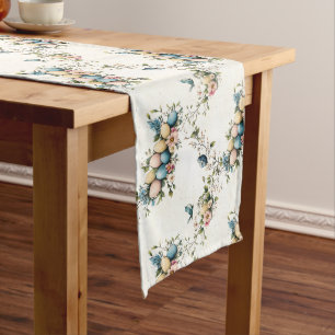 Charming Watercolor Easter Birds & Floral Spring Long Table Runner