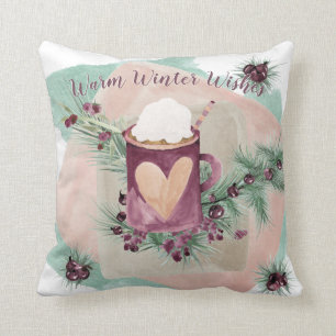 Charming Watercolor Holiday Mug and Greenery Cushion